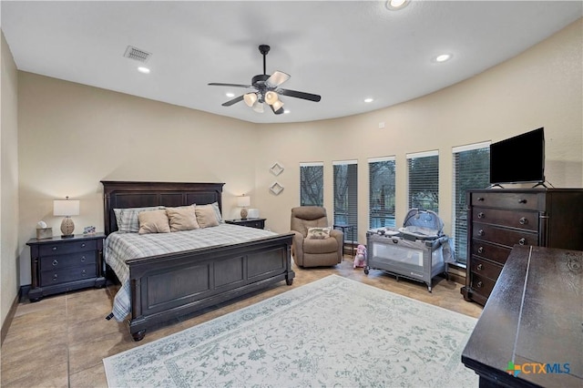 bedroom featuring ceiling fan