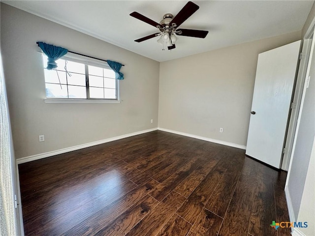 201 Windridge Dr, Lockhart, TX 78644 - spare room featuring a ceiling fan, baseboards, and wood finished floors