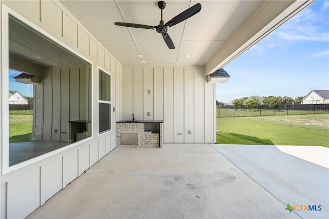 227 Glenview Cir, Belton, TX 76513 - view of patio / terrace featuring ceiling fan and exterior kitchen
