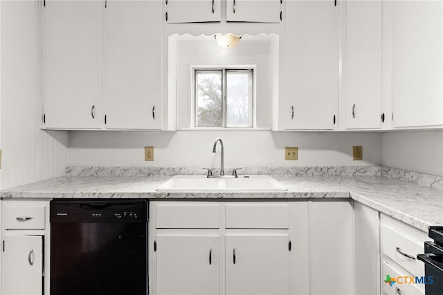 kitchen featuring a sink, white cabinetry, light countertops, and dishwasher