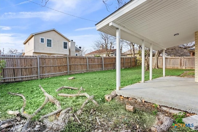 view of yard with a patio area