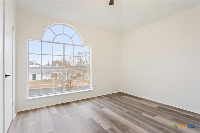 empty room with light hardwood / wood-style floors