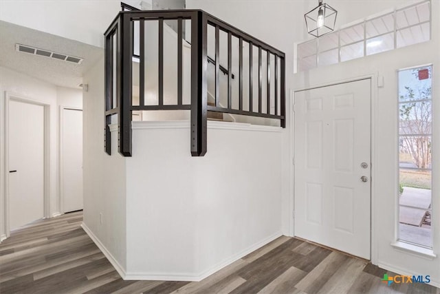 entrance foyer featuring dark hardwood / wood-style floors