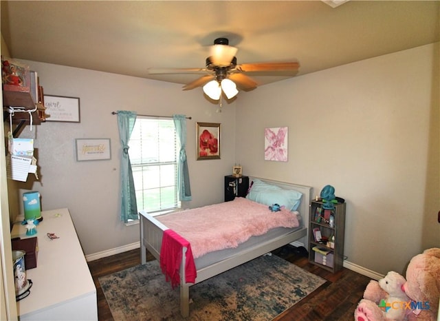6704 Deorsam Loop, Killeen, TX 76542 - bedroom featuring dark wood-style flooring, baseboards, and ceiling fan