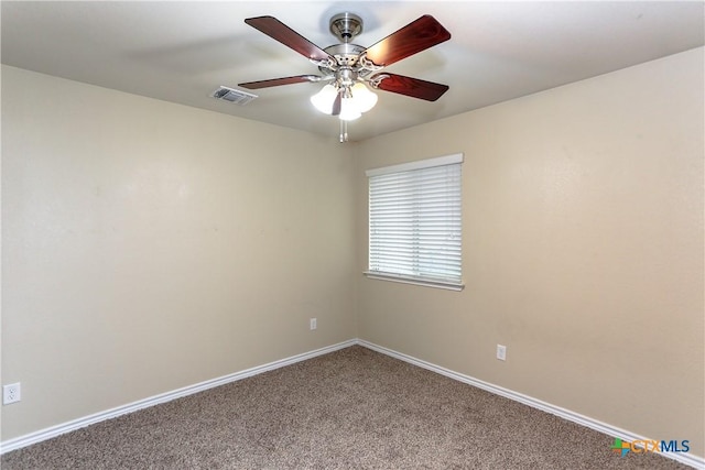 carpeted empty room with ceiling fan