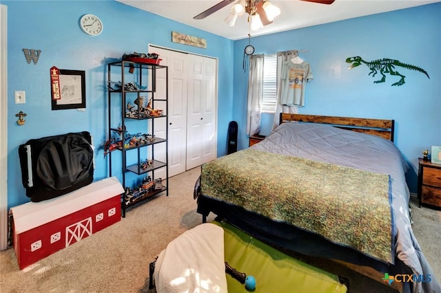 1407 Plantation Rd, Victoria, TX 77904 - carpeted bedroom with a closet and ceiling fan