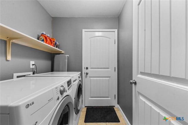 211 W Vega Ln, Killeen, TX 76542 - laundry room featuring separate washer and dryer, baseboards, and a textured ceiling