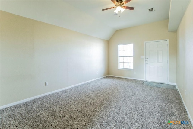 3504 Littleleaf Dr, Killeen, TX 76549 - carpeted spare room with a ceiling fan, baseboards, and vaulted ceiling