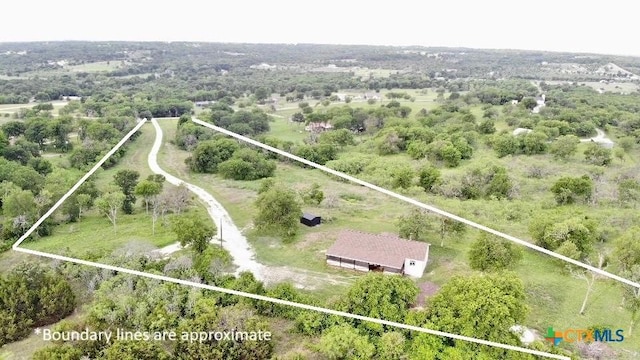 drone / aerial view with a rural view