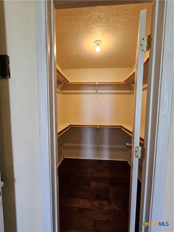 walk in closet with wood-type flooring