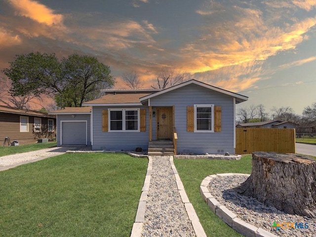 187 Meadow Ave, New Braunfels, TX 78130 - single story home with driveway, fence, crawl space, a garage, and a yard