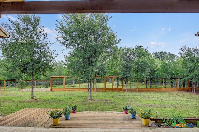 view of yard with a deck