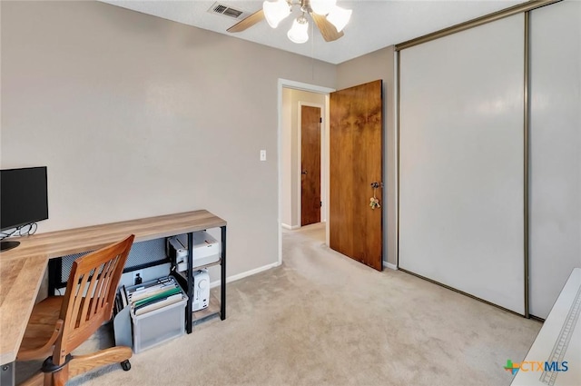 112 Laramie Dr, Victoria, TX 77904 - office with a ceiling fan and carpet flooring