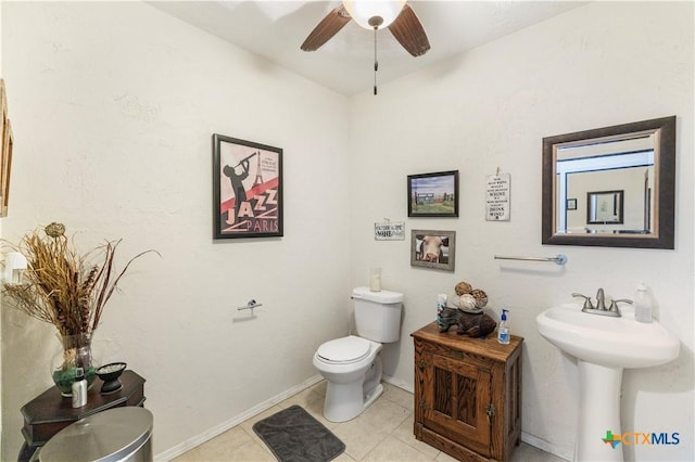 592 Dagg, Yoakum, TX 77995 - half bath with ceiling fan and tile patterned floors