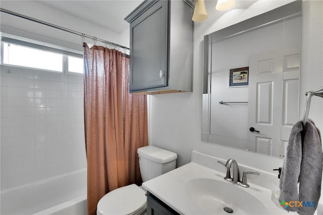 3405 Campanella Dr, Round Rock, TX 78665 - bathroom with toilet, vanity, and shower / tub combo with curtain