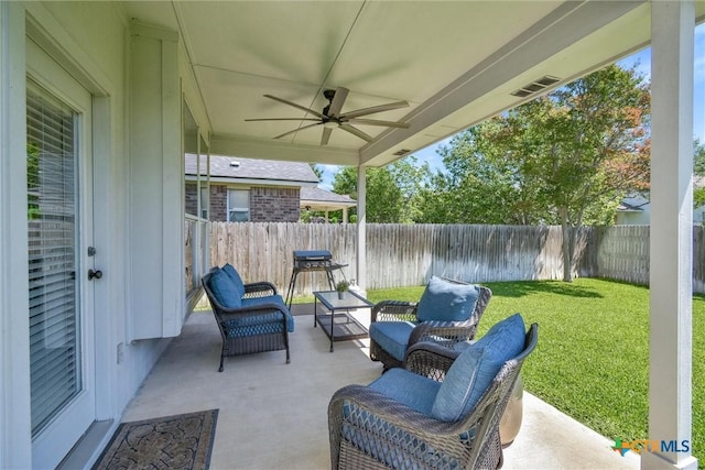 3405 Campanella Dr, Round Rock, TX 78665 - view of patio / terrace with ceiling fan and outdoor lounge area