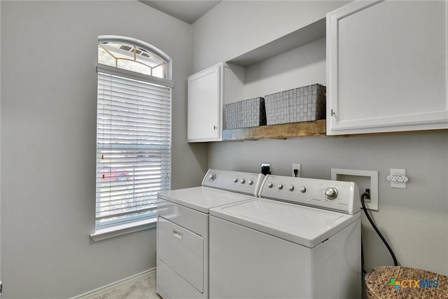 3405 Campanella Dr, Round Rock, TX 78665 - laundry room featuring washer and clothes dryer, cabinet space, and baseboards
