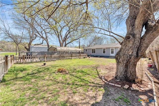 view of yard featuring a fenced backyard