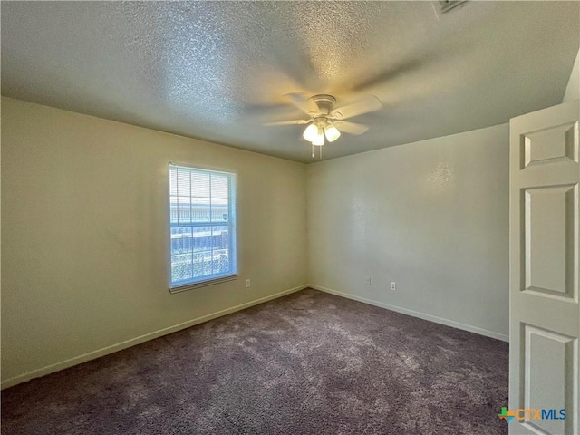 3805 Uvalde Dr, Killeen, TX 76549 - carpeted spare room featuring a ceiling fan, baseboards, and a textured ceiling
