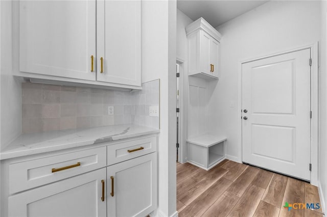 mudroom featuring light wood-type flooring