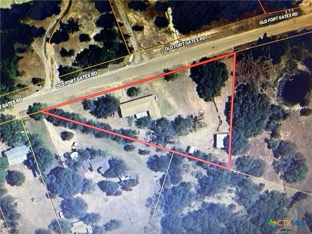 208 Old Fort Gates Rd, Gatesville, TX 76528 - map of property location with property parcel outlined