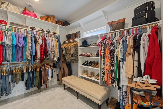 walk in closet featuring visible vents