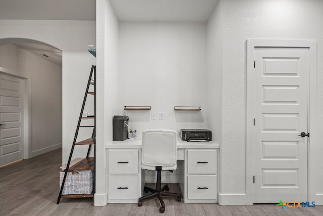 office space featuring wood-type flooring