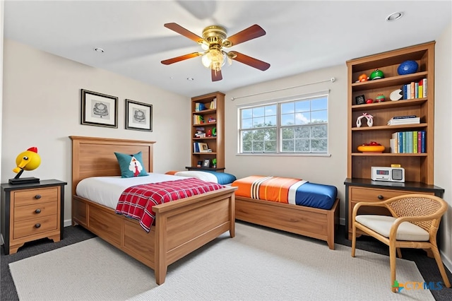 16047 Charlya Dr, Temple, TX 76502 - bedroom with light colored carpet and a ceiling fan