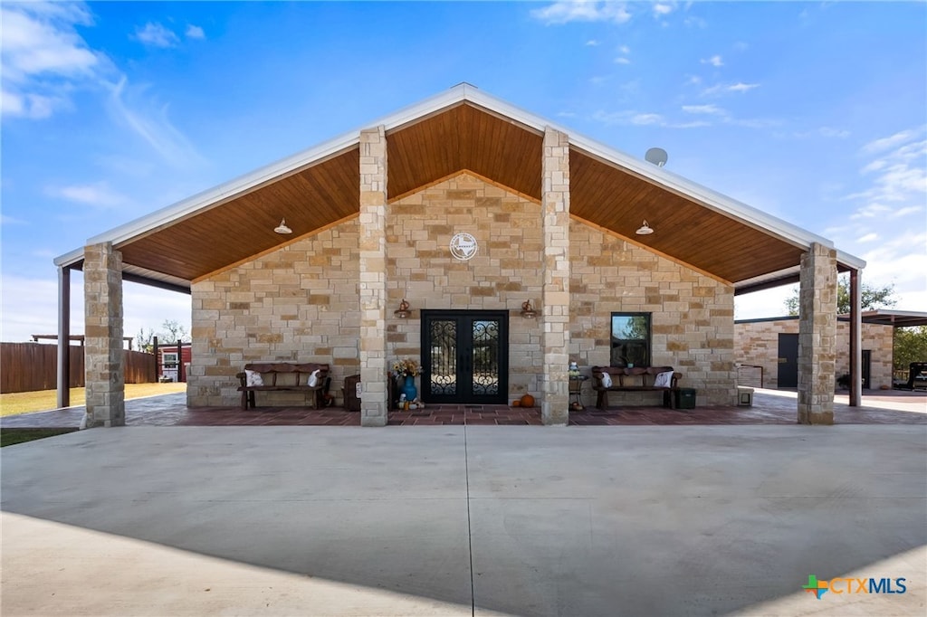 exterior space featuring french doors