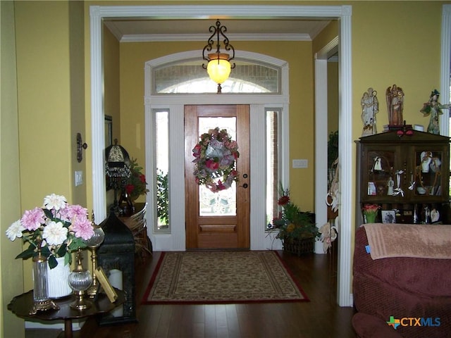 101 Laurel Oak Cir, Cuero, TX 77954 - foyer entrance featuring wood finished floors and crown molding