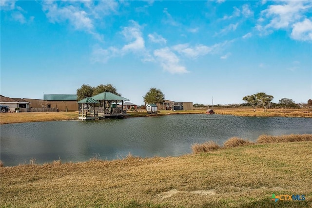 water view with a gazebo