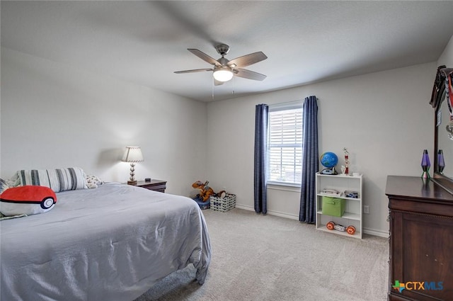 2844 Klein Way, New Braunfels, TX 78130 - carpeted bedroom with baseboards and a ceiling fan