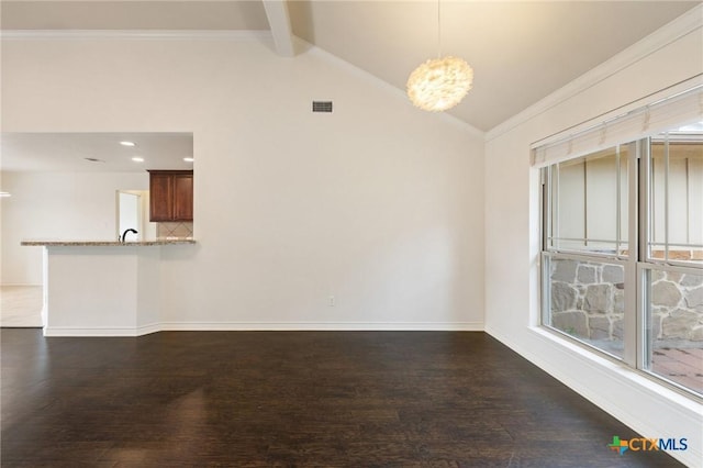 215 Maverick Cir, Horseshoe Bay, TX 78657 - unfurnished living room with dark wood-style floors