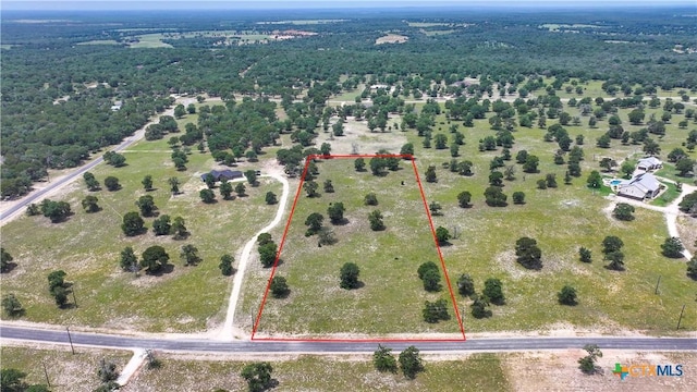 56 Powder Rdg, Luling, TX 78648 - aerial view of property and surrounding area featuring property boundaries highlighted