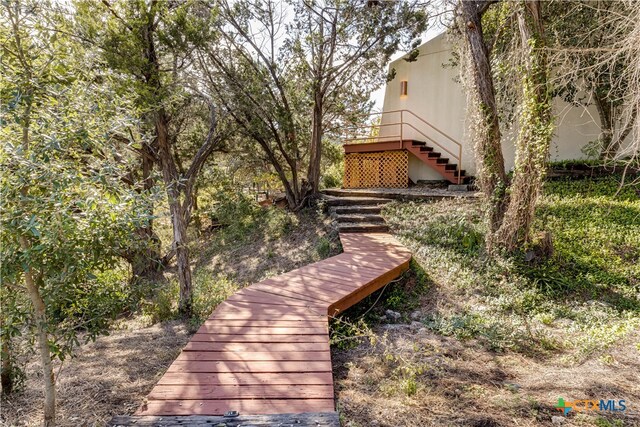 view of yard featuring stairs