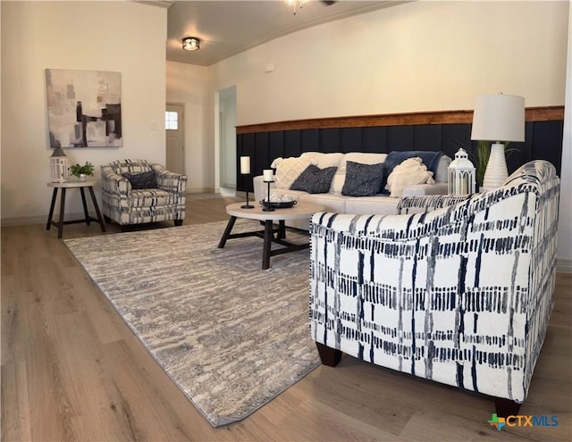 1806 Gigante Dr, Killeen, TX 76543 - living area with crown molding, wood finished floors, and baseboards