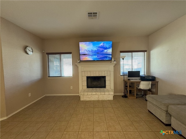 view of tiled living room