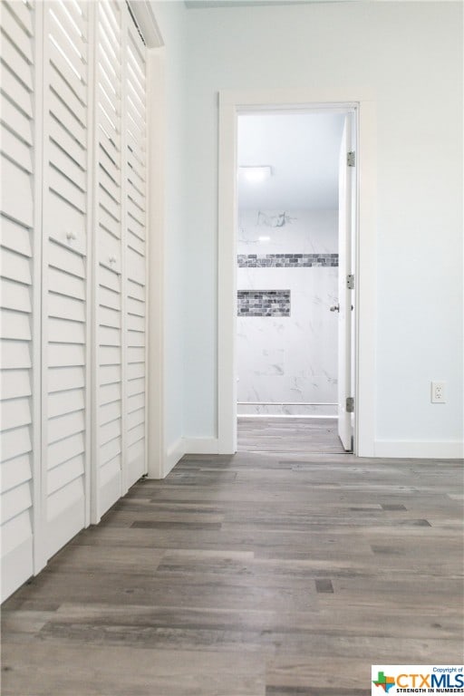 hall featuring dark hardwood / wood-style flooring