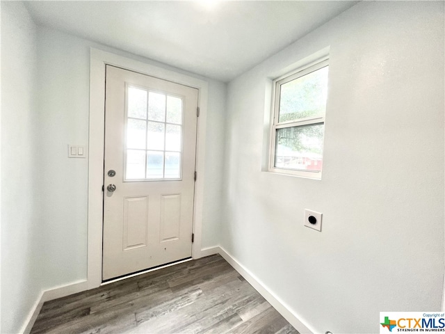 doorway to outside featuring hardwood / wood-style floors