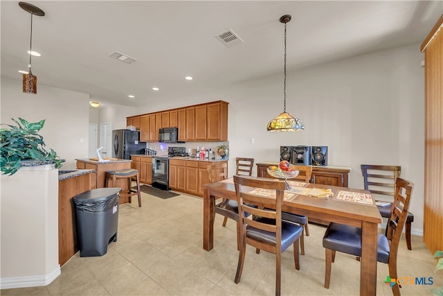 view of tiled dining room