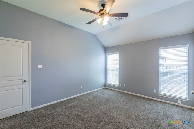 1126 Neuberry Cliffe, Temple, TX 76502 - carpeted spare room with ceiling fan, baseboards, and vaulted ceiling
