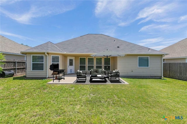 1126 Neuberry Cliffe, Temple, TX 76502 - back of house featuring an outdoor living space, a patio area, and roof with shingles