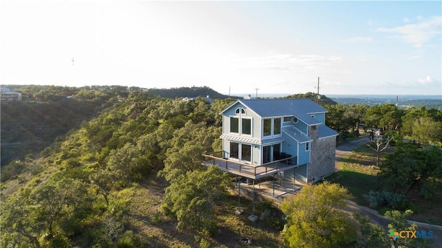 461 Naked Indian Trl, New Braunfels, TX 78132 - view from above of property with a forest