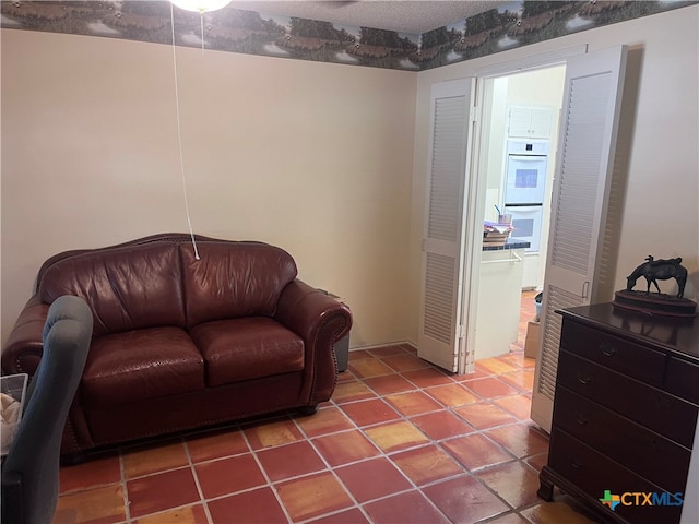 living room featuring tile patterned flooring