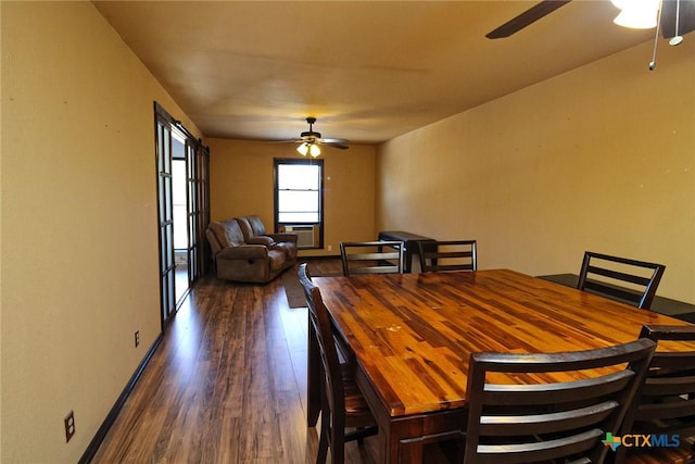 1124 E Kingsbury St Unit B, Seguin, TX 78155 - dining room featuring ceiling fan, wood finished floors, and cooling unit