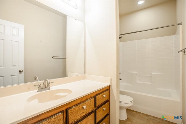 2102 Golden Eagle Dr, Killeen, TX 76549 - full bathroom with vanity, tile patterned flooring, shower / tub combination, and recessed lighting