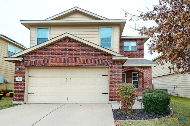 view of front property with a garage