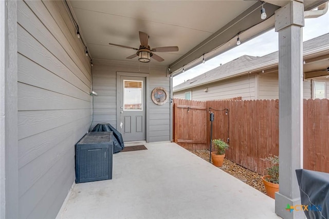 view of patio with ceiling fan