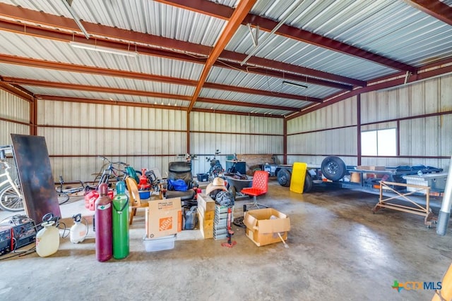 garage featuring metal wall