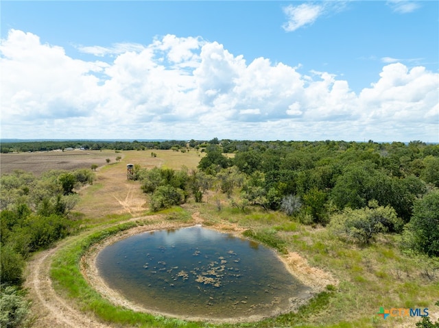 aerial view with a water view and a rural view